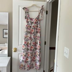 Linen Floral Maxi Dress